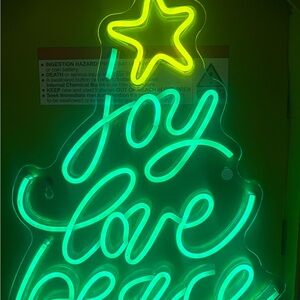 Jingles & Joy Neon LED Sign Joy Love Peace Christmas Tree USB